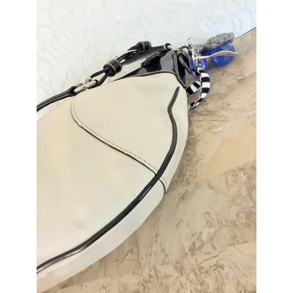 Coach Laura F14886 S Hobo Handbag Black / white Leather shoulder bag Y2K